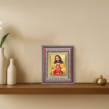 Diviniti 24K Gold Plated Jesus Christ (Classic) Divine Table Top Frame for Home Mandir & Office Decor | Luxury Spiritual Gift