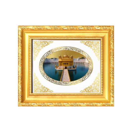 Sri Harmandir Sahib (Golden Temple) Divine Sikh Sacred Darshan Royal Tabletop Frame in 24K Gold Plated Foil