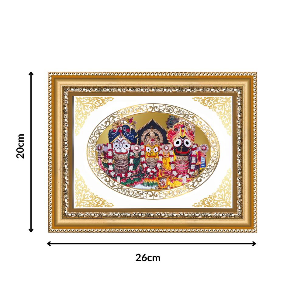 Jagannath Balabhadra Subhadra | Divine Trinity Wall & Tabletop Royal Photo Frame in 24K Gold Plated Foil
