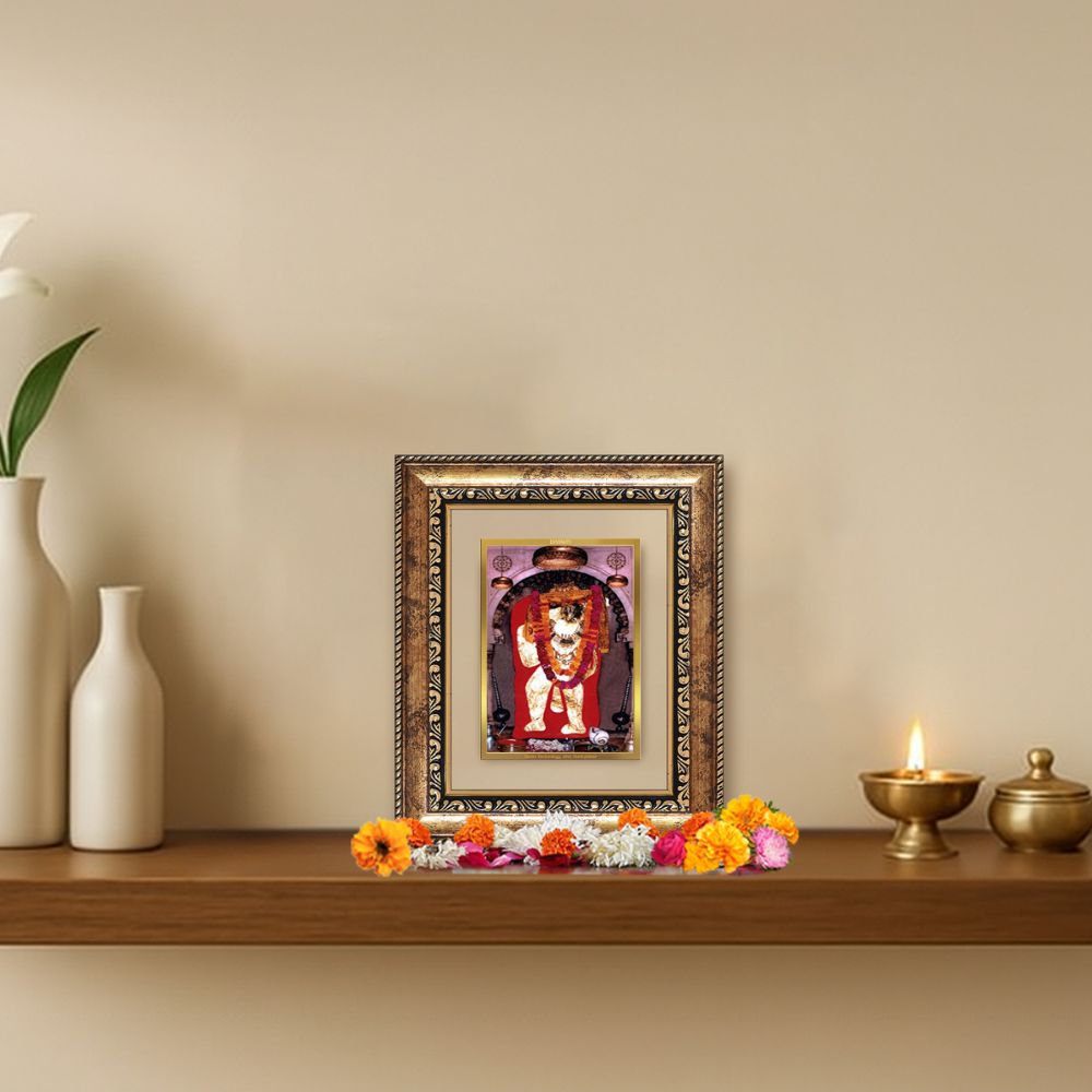 Diviniti 24K Gold Plated Mehndipur Balaji Divine Table Top Frame for Home Mandir & Office Decor | Luxury Spiritual Gift