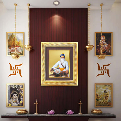 Diviniti 24K Gold Plated Baba Deep Singh Sacred Sikh Wall Frame for Home Decor & Office Ambiance | Premium Spiritual Gift