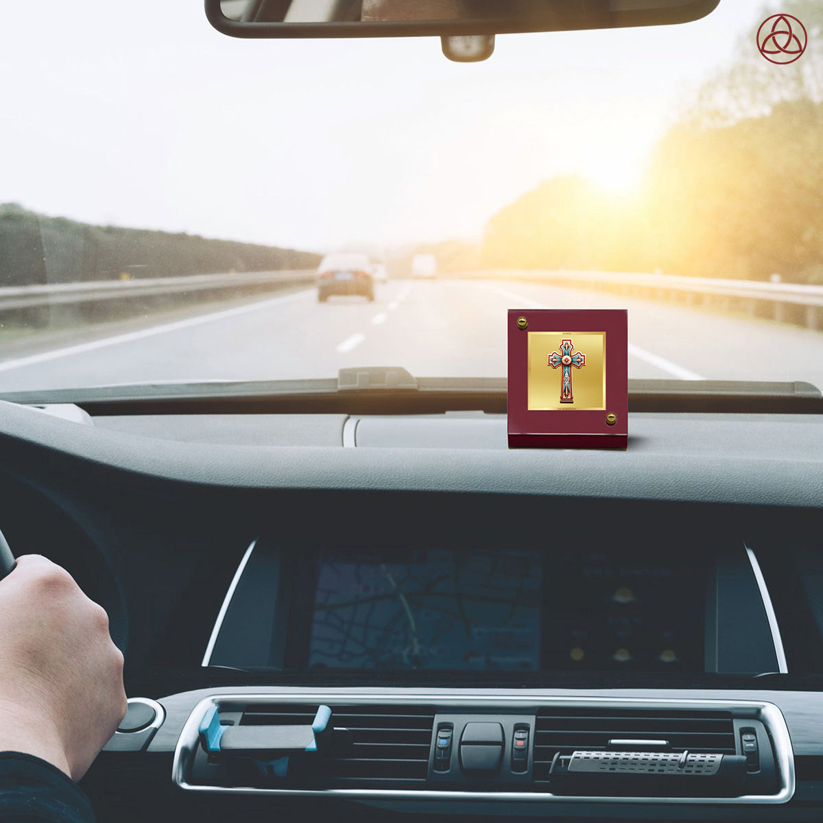 Holy Cross | Divine Christian Cross Car Dashboard & Tabletop Photo Frame in 24K Gold Plated Foil