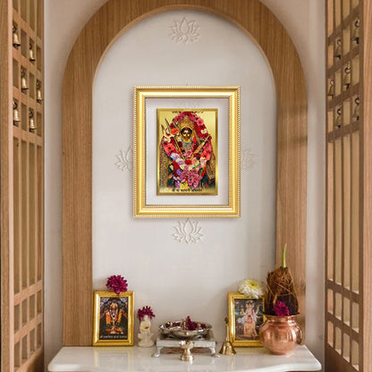 Diviniti 24K Gold Plated Katyayani Mata (Classic) Divine Wall Frame for Home Mandir & Office Decor | Luxury Spiritual Gift