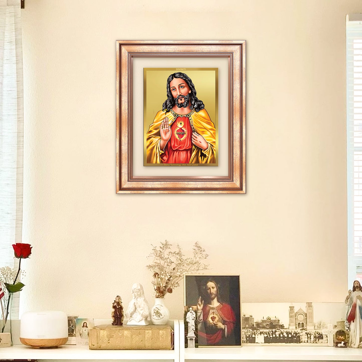 Diviniti 24K Gold Plated Jesus Christ (Classic) Divine Wall Frame for Home Mandir & Office Decor | Luxury Spiritual Gift