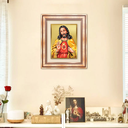 Diviniti 24K Gold Plated Jesus Christ (Classic) Divine Wall Frame for Home Mandir & Office Decor | Luxury Spiritual Gift