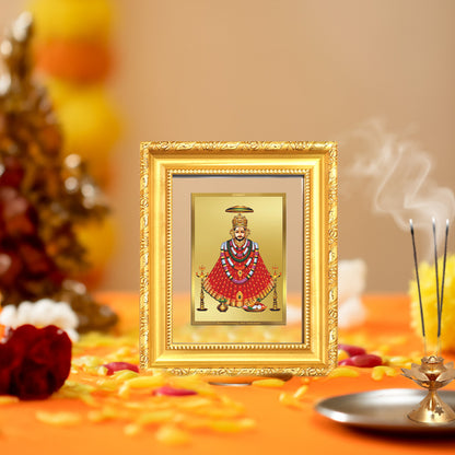 Diviniti 24K Gold Plated Khatu Shyam |Divine Table Top Frame for Home Mandir & Office Decor | Luxury Spiritual Gift