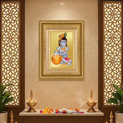 Diviniti 24K Gold Plated Bal Gopal Divine Wall Frame for Home Mandir & Office Decor | Luxury Spiritual Gift