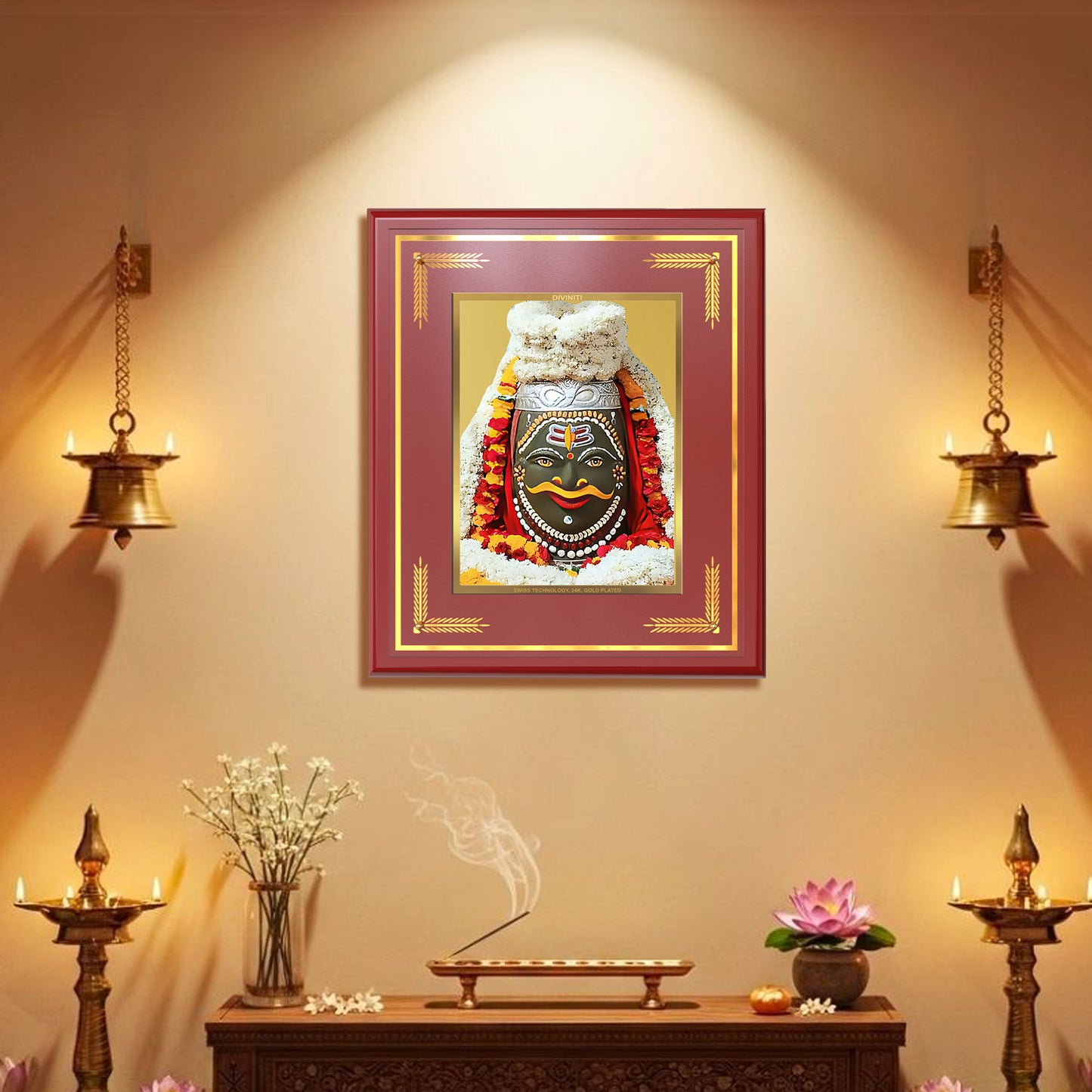 Diviniti Shri Mahakaleshwar Wall Photo Frame in 24K Gold Plated Foil – Mahadev’s Divine Power, Protection & Liberation