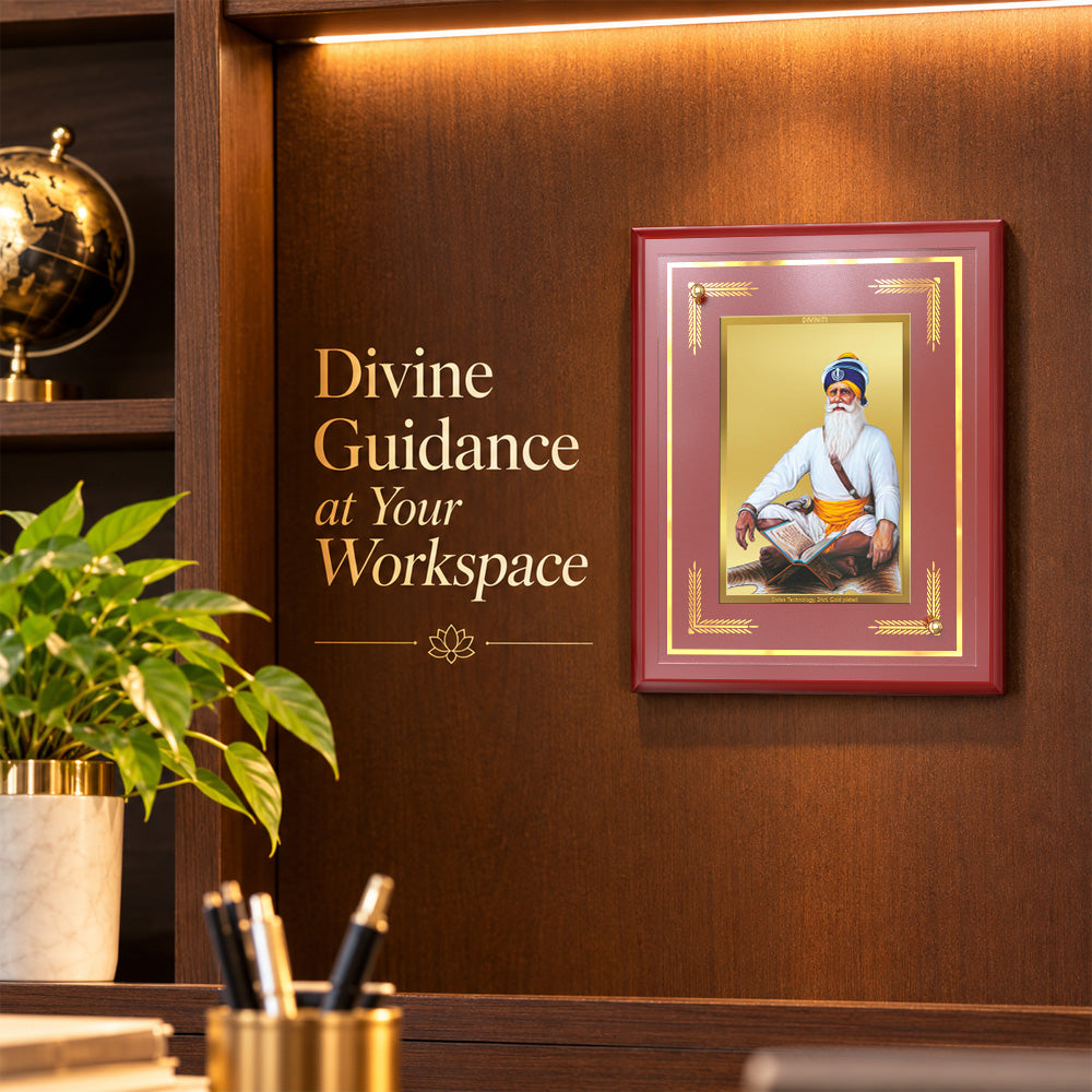 24K Gold-Plated Baba Deep Singh MDF Frame | Premium Gift Box | 17.5x21.5 CM