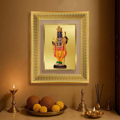 Diviniti 24K Gold Plated Ram Lalla With Arch (Classic) Divine Wall Frame for Home Mandir & Office Decor | Luxury Spiritual Gift