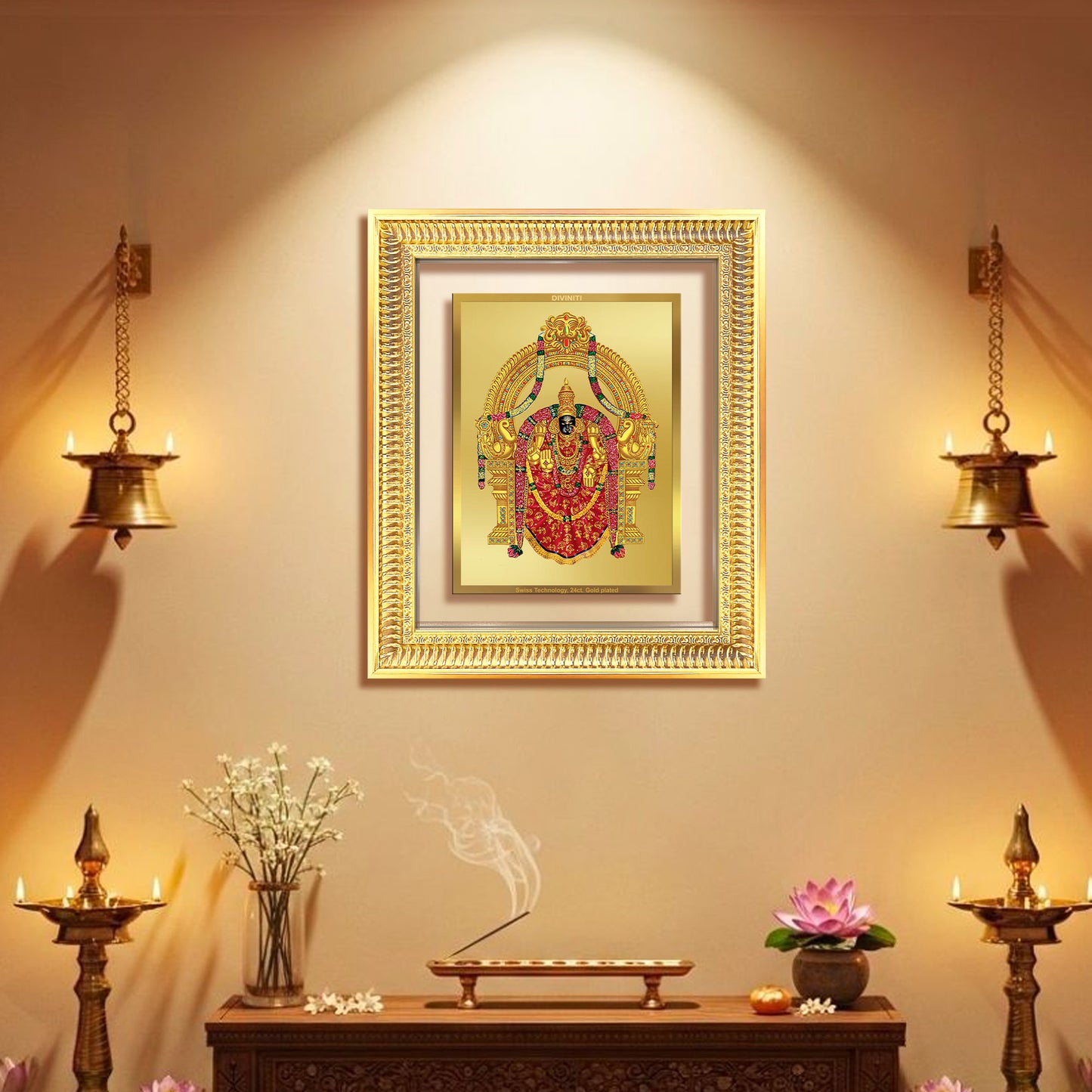 Diviniti 24K Gold Plated Padmavati (Classic) Divine Wall Frame for Home Mandir & Office Decor | Luxury Spiritual Gift