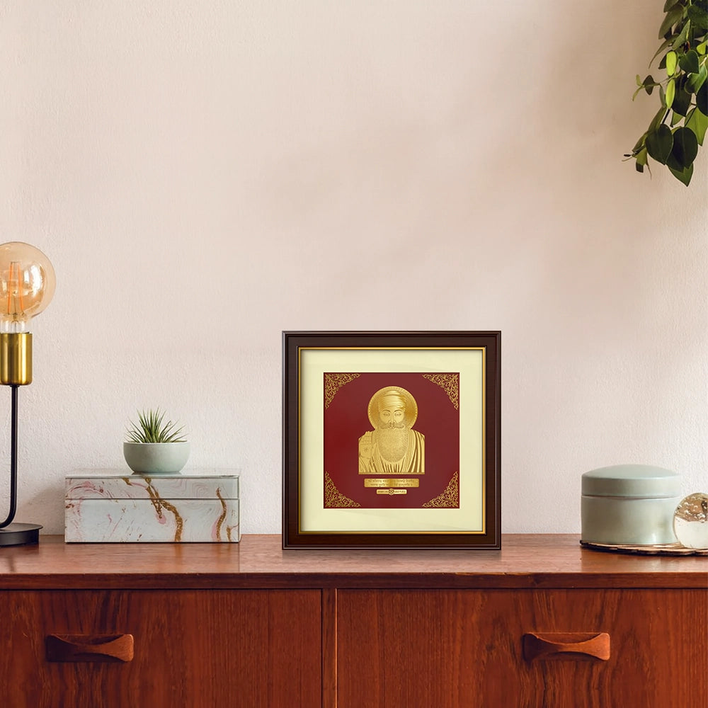 Guru Nanak Dev Ji | Divine Spiritual Master Gold on Gold Wall Hanging Frame in 24K Gold Plated Foil