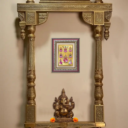 Diviniti 24K Gold Plated Ashtalakshmi Divine Wall and Table Top Frame for Home Mandir & Office Decor | Luxury Spiritual Gift