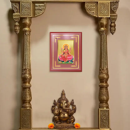 Goddess Lakshmi | Devi of Wealth & Prosperity Wall and Tabletop Photo Frame in 24K Gold Plated Foil
