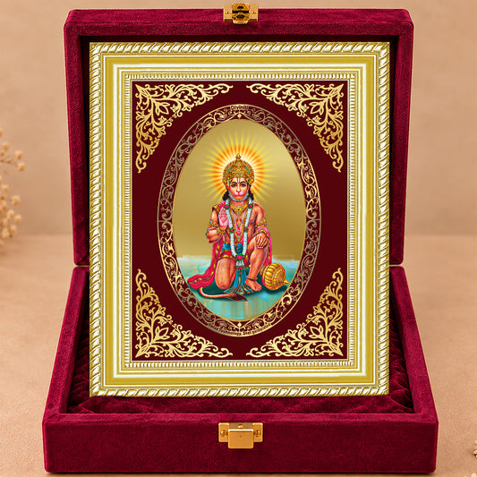 24K Gold-Plated Hanuman Blessings Frame | Premium Gift Box | 26x20 CM