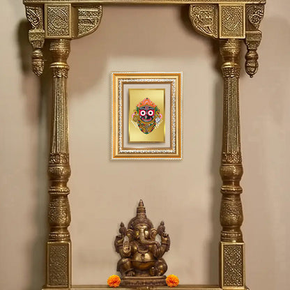 Diviniti 24K Gold Plated Jagannath (Classic) Divine Wall and Table Top Frame for Home Mandir & Office Decor | Luxury Spiritual Gift