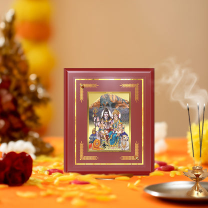 Diviniti 24K Gold Plated Shiv Parivar Blessing Tabletop Photo Frame | Protection, Harmony & Divine Grace