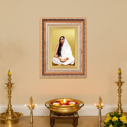 Holy Mother Sarada Devi | Divine Consort of Sri Ramakrishna Wall Photo Frame in 24K Gold Plated Foil