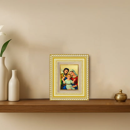Diviniti 24K Gold Plated Holy Family Divine Table Top Frame for Home Mandir & Office Decor | Luxury Spiritual Gift