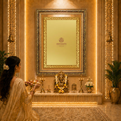 Diviniti Double Glass Frame Personalised Wall Mount Photo Frame in 24K Gold Plated Foil