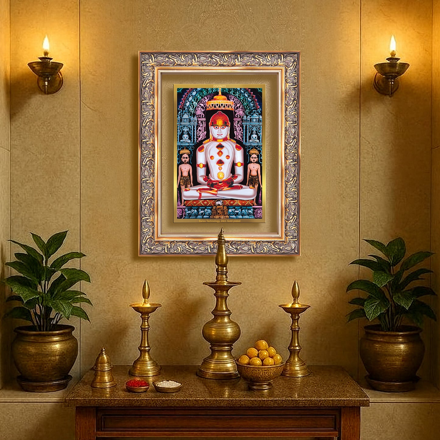 Adinath | Adishwara Tirthankara Rishabhanatha for Wall Mount Photo Frame in 24K Gold Plated Foil