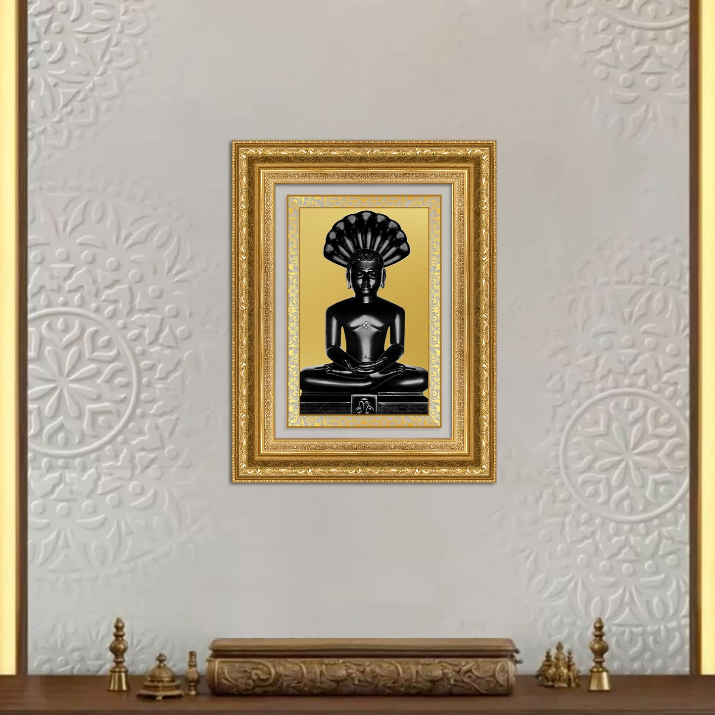 Diviniti 24K Gold Plated Parshvanath (Classic) Divine Wall Frame for Home Mandir & Office Decor | Luxury Spiritual Gift