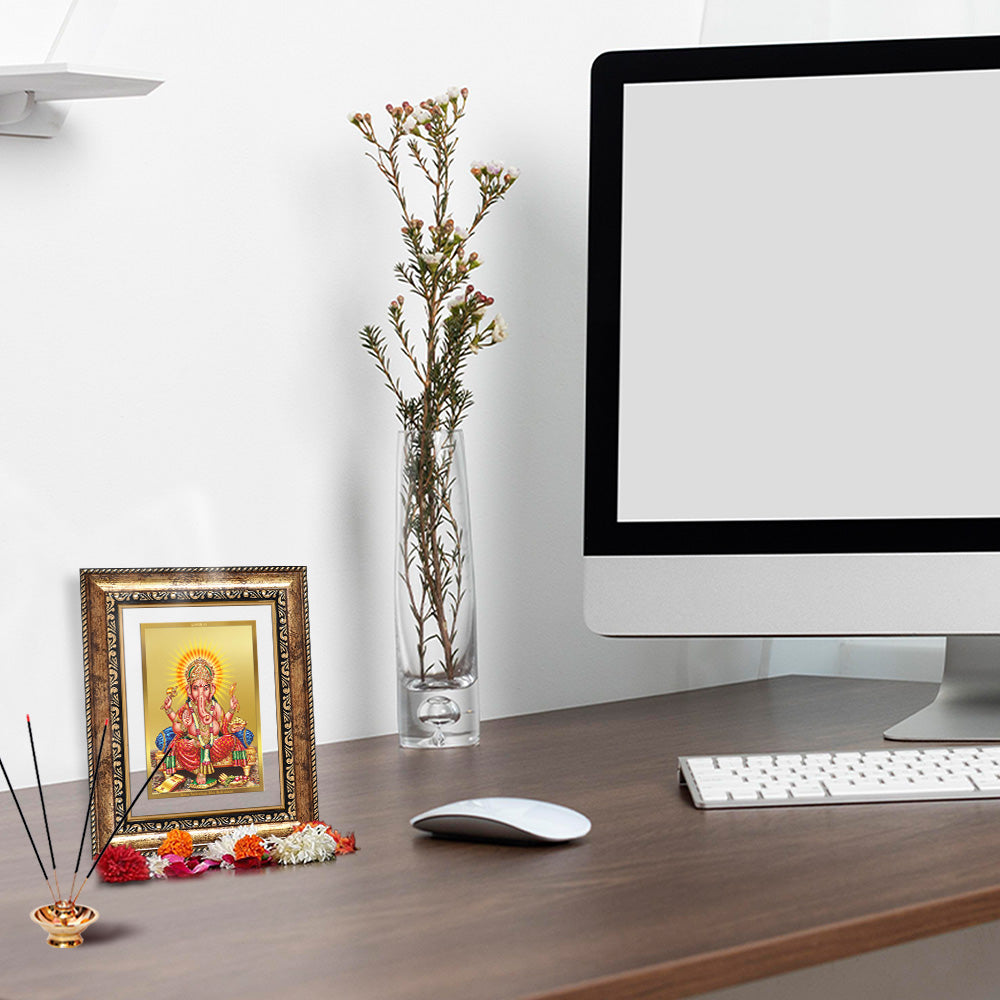 Diviniti 24K Gold Plated Ganesha (Classic) Divine Wall and Table Top Frame for Home Mandir & Office Decor | Luxury Spiritual Gift