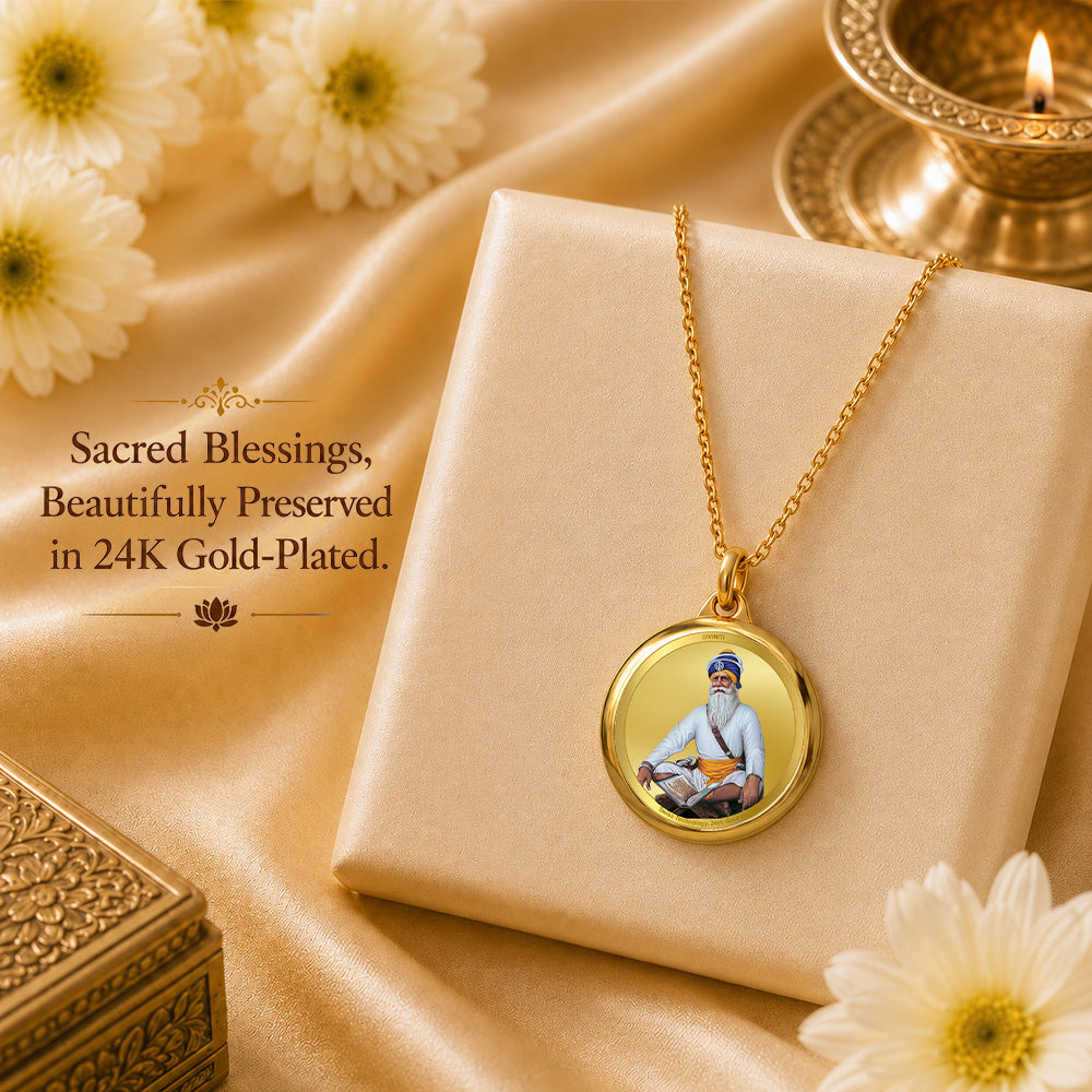 Diviniti 24K Double sided Gold Plated Pendant Baba Deep Singh & Shri Darbar Sahib (Golden Temple)|28MM Flip Coin