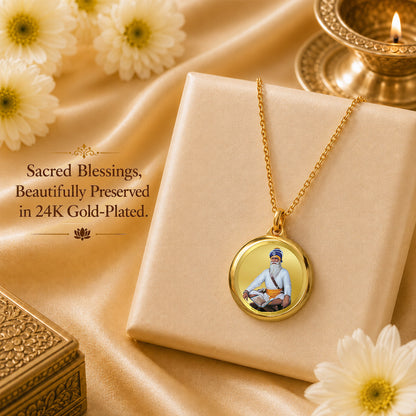 Diviniti 24K Double sided Gold Plated Pendant Baba Deep Singh & Shri Darbar Sahib (Golden Temple)|28MM Flip Coin