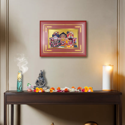 Diviniti 24K Gold Plated Lord Jagannath, Subhadra & Balabhadra Blessing Tabletop Photo Frame | Divine Protection, Harmony & Spiritual Grace