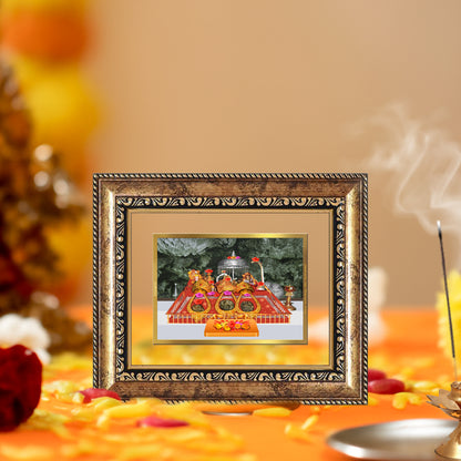 Diviniti 24K Gold Plated Mata Ka Darbar Divine Table Top Frame for Home Mandir & Office Decor | Luxury Spiritual Gift