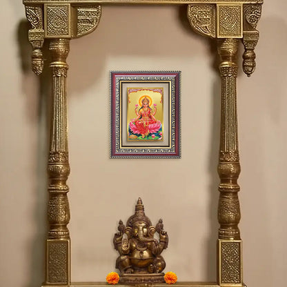 Diviniti 24K Gold Plated Lakshmi (Classic) Divine Wall and Table Top Frame for Home Mandir & Office Decor | Luxury Spiritual Gift