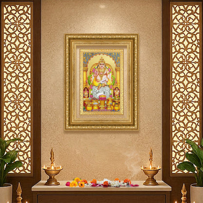 Diviniti 24K Gold Plated Kuber (Classic) Divine Wall Frame for Home Mandir & Office Decor | Luxury Spiritual Gift