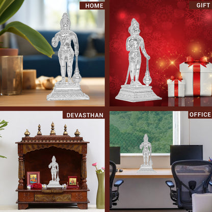 DIVINITI 925 Pure Silver Hanuman Ji Idol Statue Embody Strength and Devotion in Your Space for Home Office Décor, Tabletop, Puja Room Gift (6.5x6.1 CM, 61g)