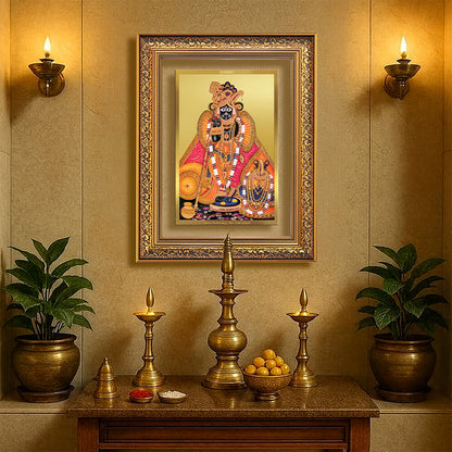 Diviniti 24K Gold Plated Banke Bihari Ji (Classic) Divine Wall Frame for Home Mandir & Office Decor | Luxury Spiritual Gift