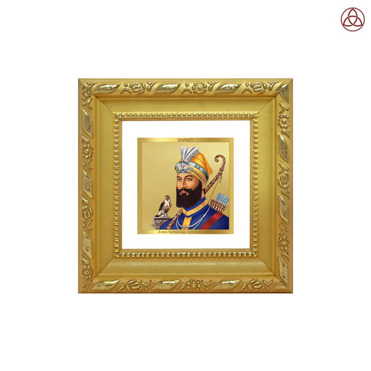 Guru Gobind Singh Ji | Tenth Sikh Guru and Creator of Khalsa Panth Spiritual Tabletop Frame in 24K Gold Plated Foil