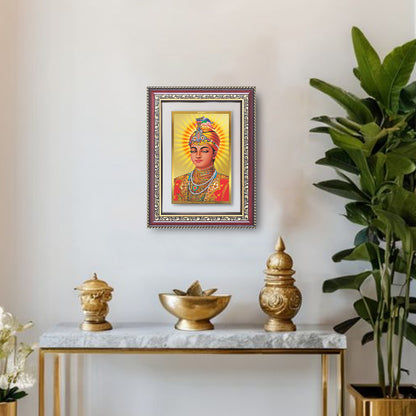 Diviniti 24K Gold Plated Guru Harkrishan Sahib Ji (Classic) Sacred Sikh Wall Frame for Home Decor & Office Ambiance | Premium Spiritual Gift