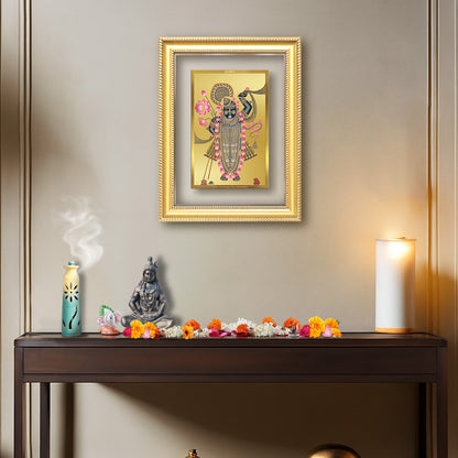Diviniti 24K Gold Plated Shrinath Ji (Classic) Divine Wall Frame for Home Mandir & Office Decor | Luxury Spiritual Gift