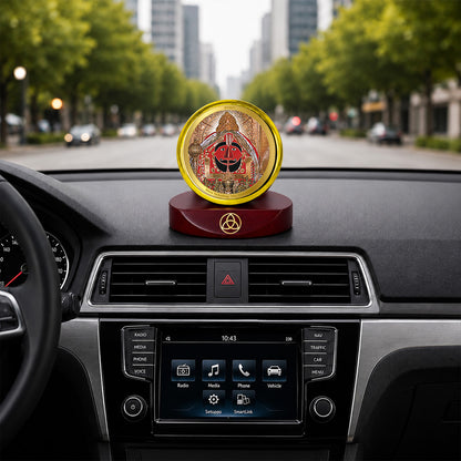 24K Gold-Plated Salasar Balaji Car Dashboard Frame | 5x5 CM
