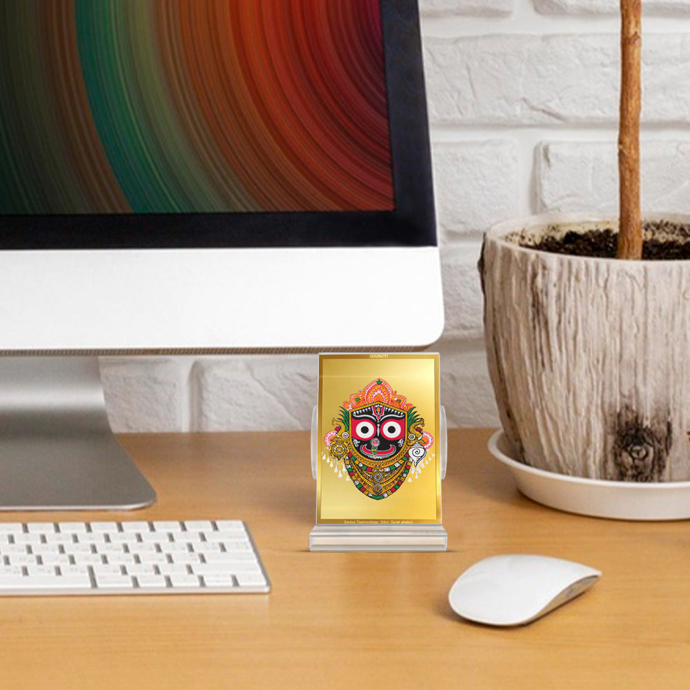 Jagannath | Divine Lord Jagannath Car Dashboard & Tabletop Photo Frame in 24K Gold Plated Foil