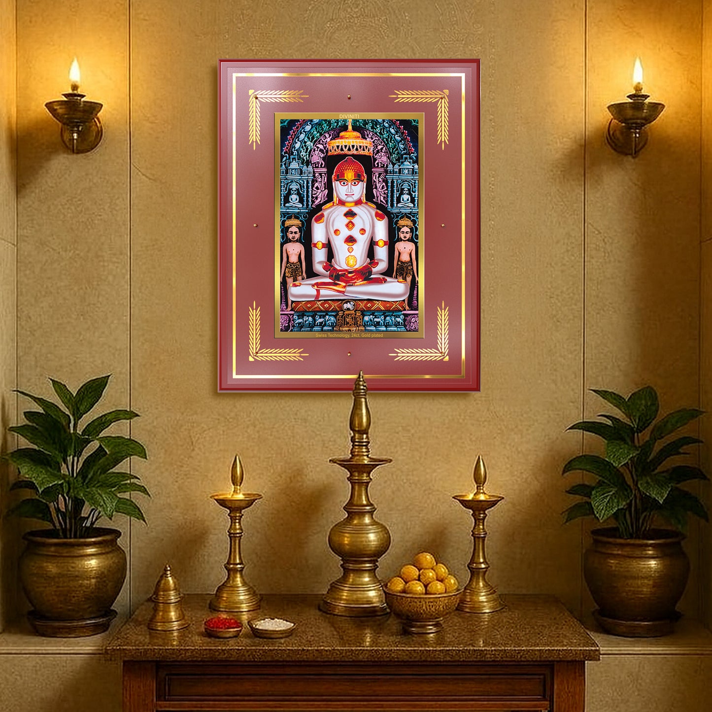 Adinath | Adishwara Tirthankara Rishabhanatha for Wall Mount Photo Frame in 24K Gold Plated Foil