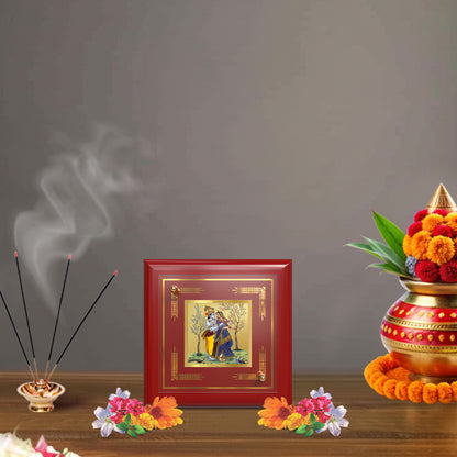 Radha Krishna | Divine Eternal Love 24K Gold Plated Photo Frame for Home Décor, Tabletop & Office | Blessings of Love, Harmony & Devotion (MDF1A)