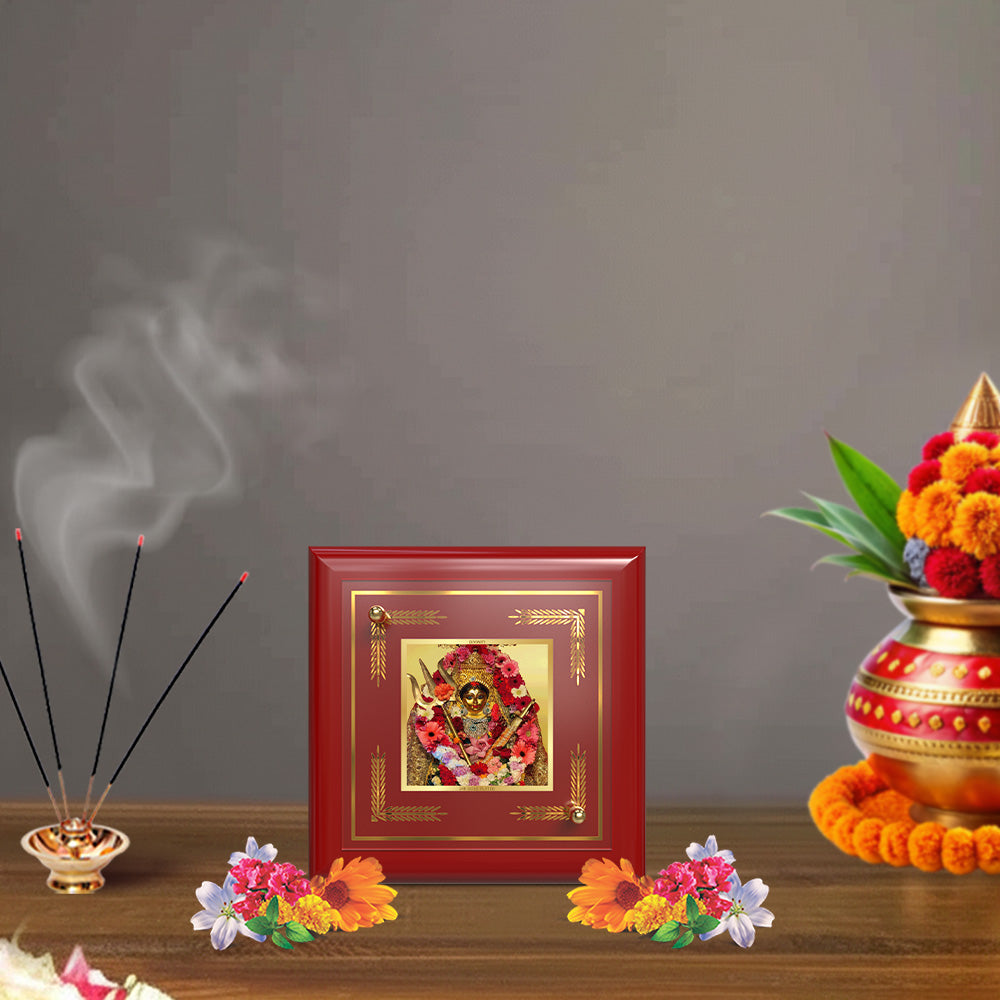 Katyayani Mata | Divine Durga Avatar 24K Gold Plated Photo Frame for Home Décor, Tabletop & Office | Blessings of Strength, Courage & Protection (MDF1A)