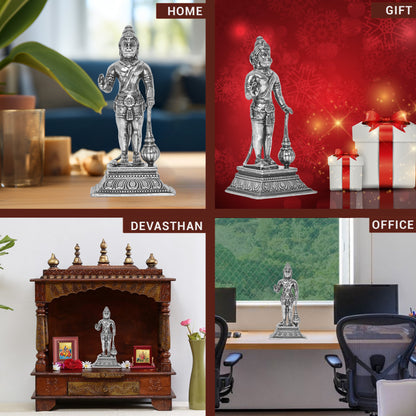 DIVINITI 925 Pure Silver Hanuman Ji Idol Statue Stunning Tribute to Strength and Devotion for Home Office Décor, Tabletop, Puja Room Gift (6.5x5.7 CM, 57g)