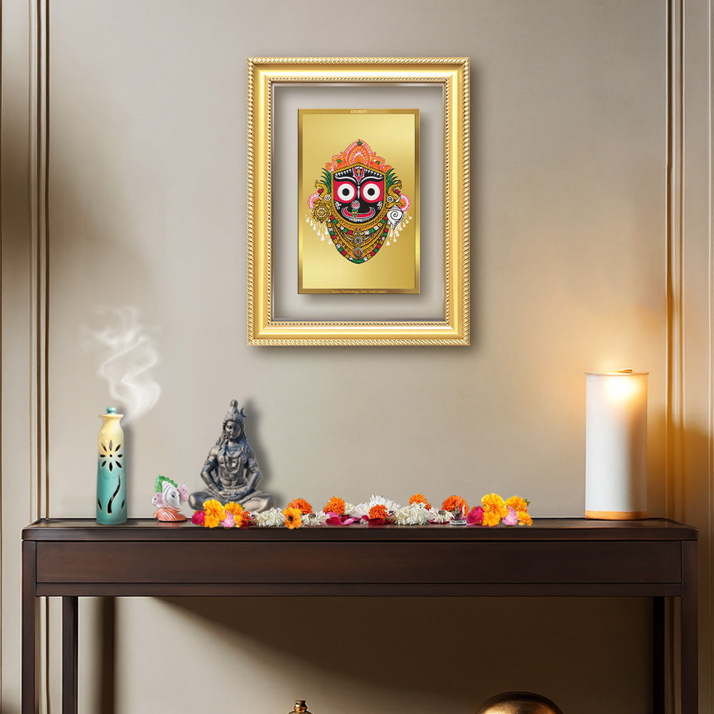 Diviniti 24K Gold Plated Jagannath (Classic) Divine Wall Frame for Home Mandir & Office Decor | Luxury Spiritual Gift