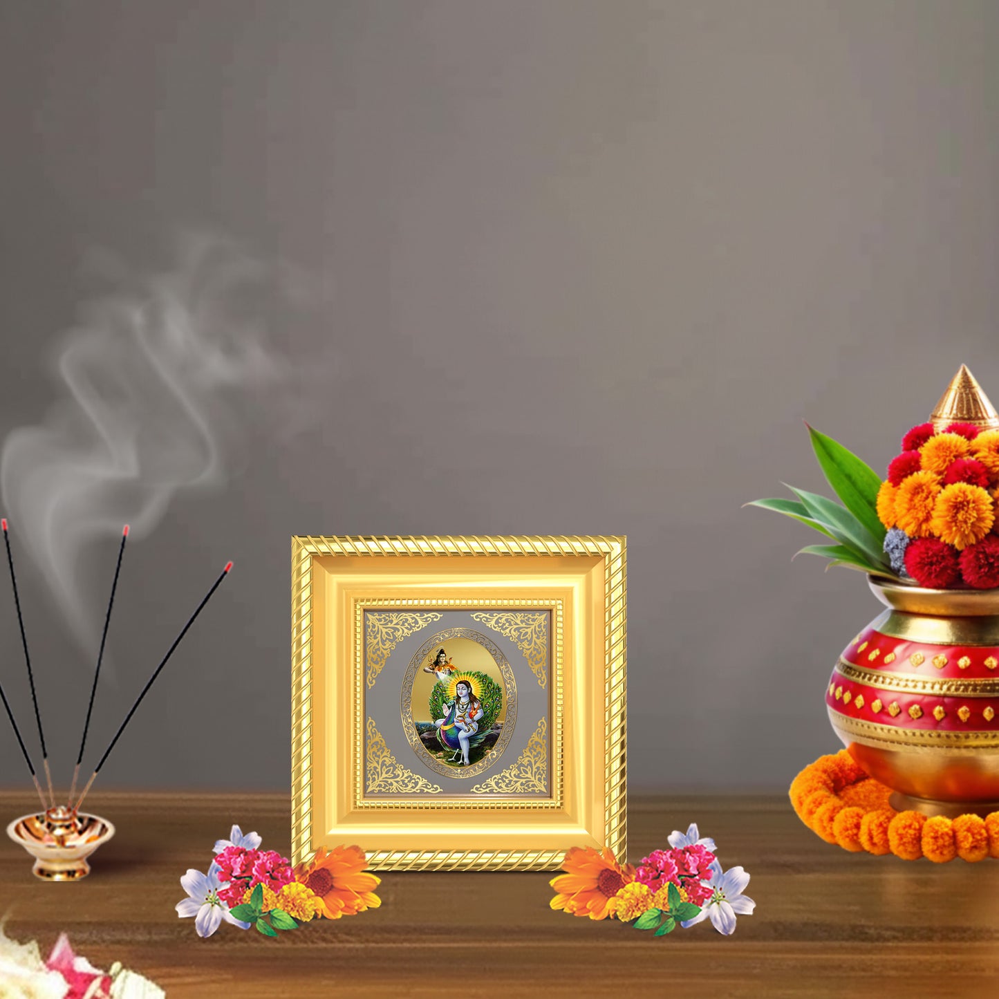 Baba Balak Nath | Divine Hindu Saint Royal Tabletop Photo Frame in 24K Gold Plated Foil