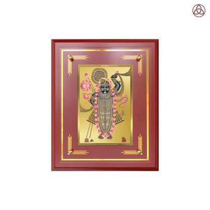 Lord Shrinathji | Divine form of Krishna from Nathdwara Wall & Tabletop Photo Frame in 24K Gold Plated Foil