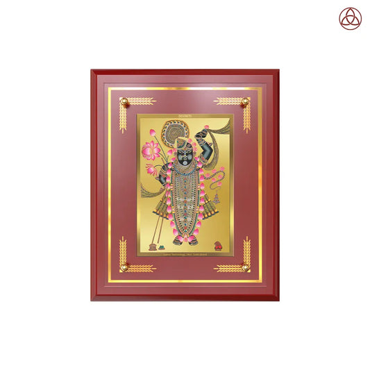 Lord Shrinathji | Divine form of Krishna from Nathdwara Wall & Tabletop Photo Frame in 24K Gold Plated Foil