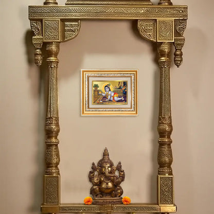 Diviniti 24K Gold Plated Laddu Gopal (Classic) Divine Wall and Table Top Frame for Home Mandir & Office Decor | Luxury Spiritual Gift