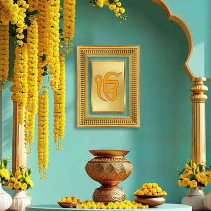 Diviniti 24K Gold Plated Ik Omkar (Classic) Divine Wall Frame for Home Mandir & Office Decor | Luxury Spiritual Gift